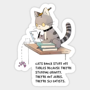 Cat Studying Gravity Sticker